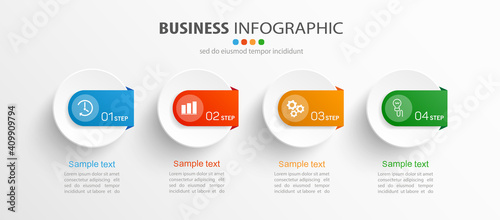 Vector infographic template with icons and 4 options or steps. Infographics concept for business