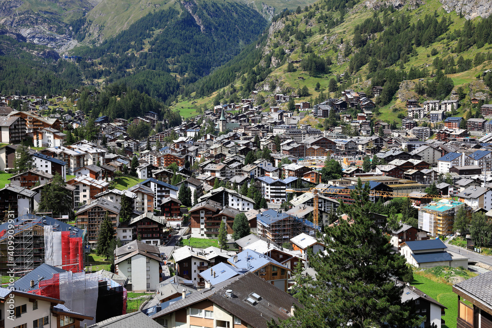 Zermatt village in the swiss alps