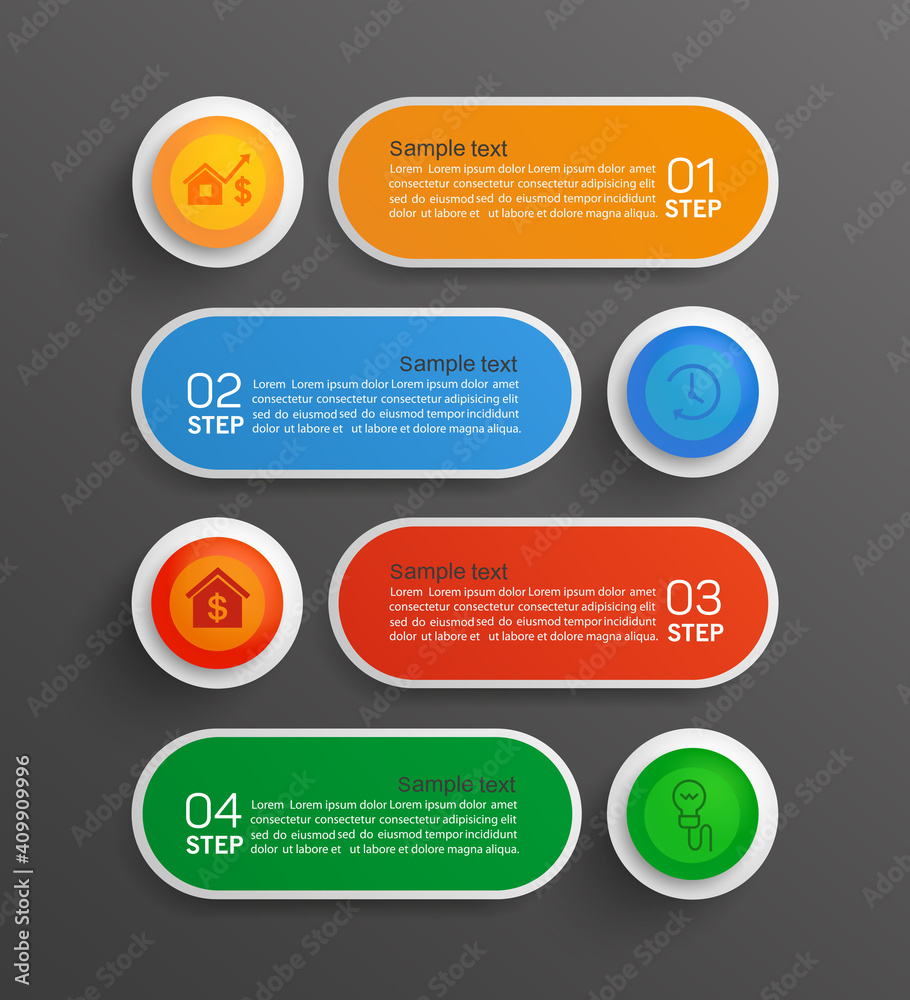 Business information infographic banners with icons and 4 options or steps Business information infographic banners with icons and 4 options or steps