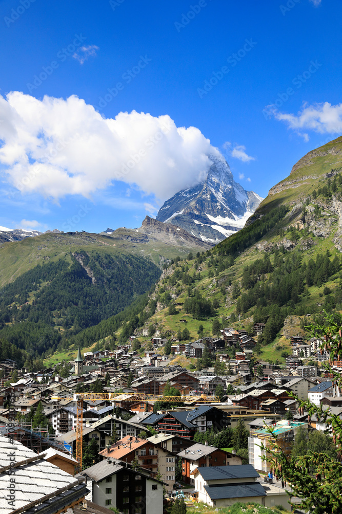 Zermatt village and Matterhorn mountain