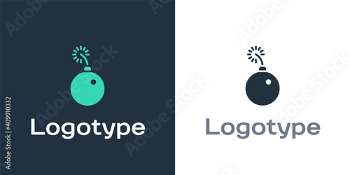 Logotype Bomb ready to explode icon isolated on white background. Logo design template element. Vector.