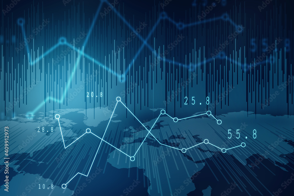 Naklejka premium 2d rendering Stock market online business concept. business Graph 