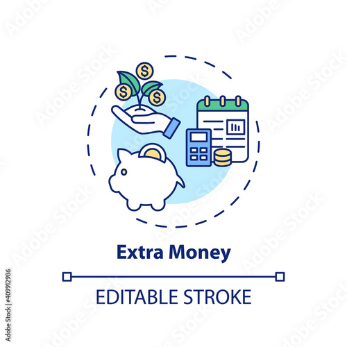 Extra money concept icon. Online tutoring benefits. Get additional financial resourses for your hard work idea thin line illustration. Vector isolated outline RGB color drawing. Editable stroke