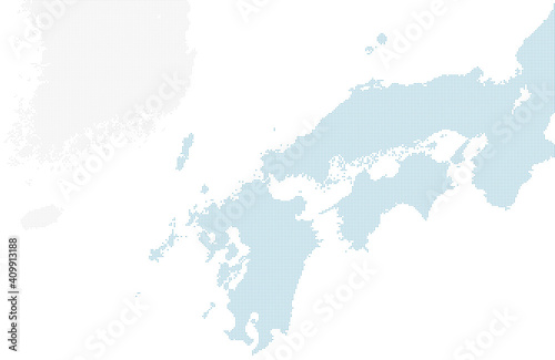 青のドットマップ。 西日本と韓国。
