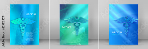 Blue medical background abstract - concept health care or medicine technology. Vector Illustration EPS 10, Graphic Design elements vertical banner, flyer dental service, presentation brochure