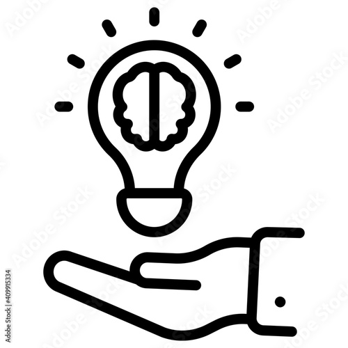 Light bulb on hand, offer idea icon