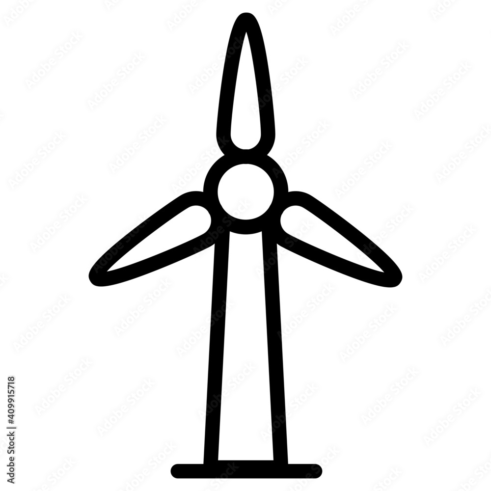 Wind turbine icon in editable outline design Wind turbine icon in editable outline design