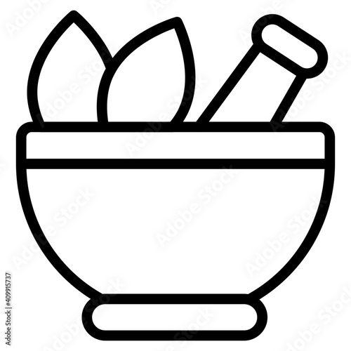 Linear design icon of pestle mortar