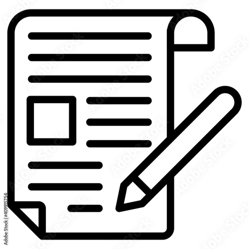 Paper with pencil denoting concept of content writing icon
