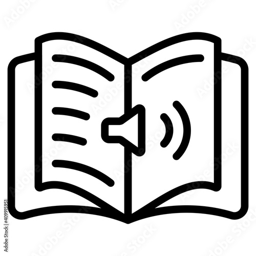 Book with volume speaker, audiobook icon