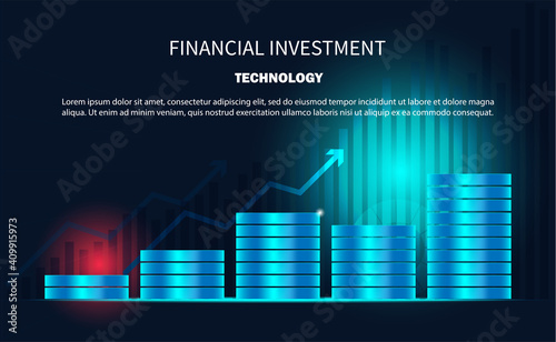 Candlestick chart, trading chart, stock market trading, bullish point, bear point technology trend chart vector design. Technology model