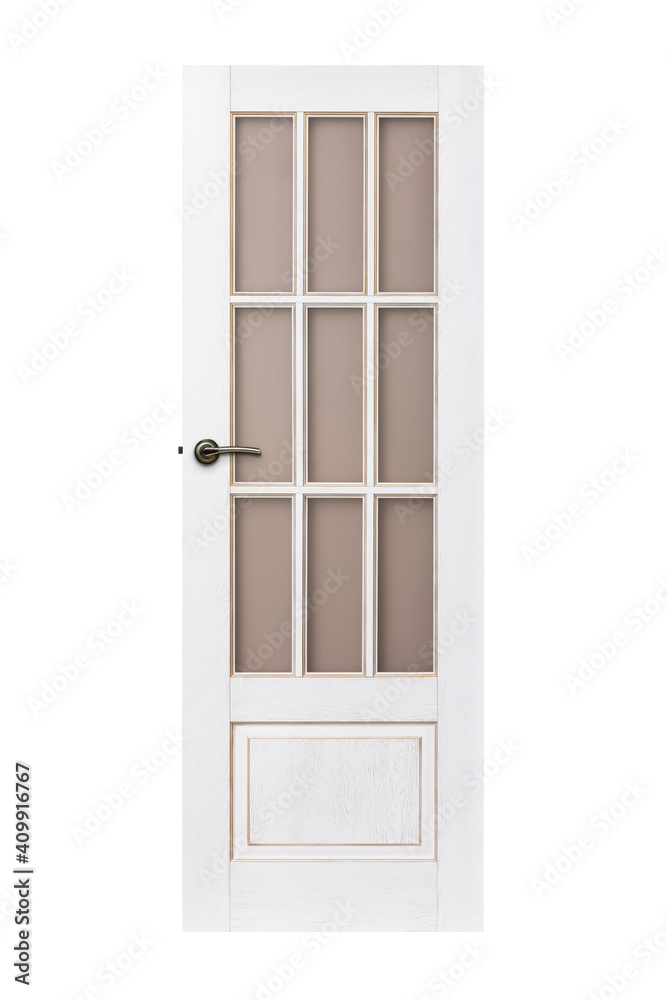 Modern white wooden door isolated on white background Modern white wooden door isolated on white background