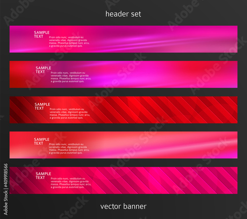 Set Design elements business presentation template. Vector illustration horizontal web banners background, backdrop abstract blurry form. EPS 10 for web buttons template, web site page presentation