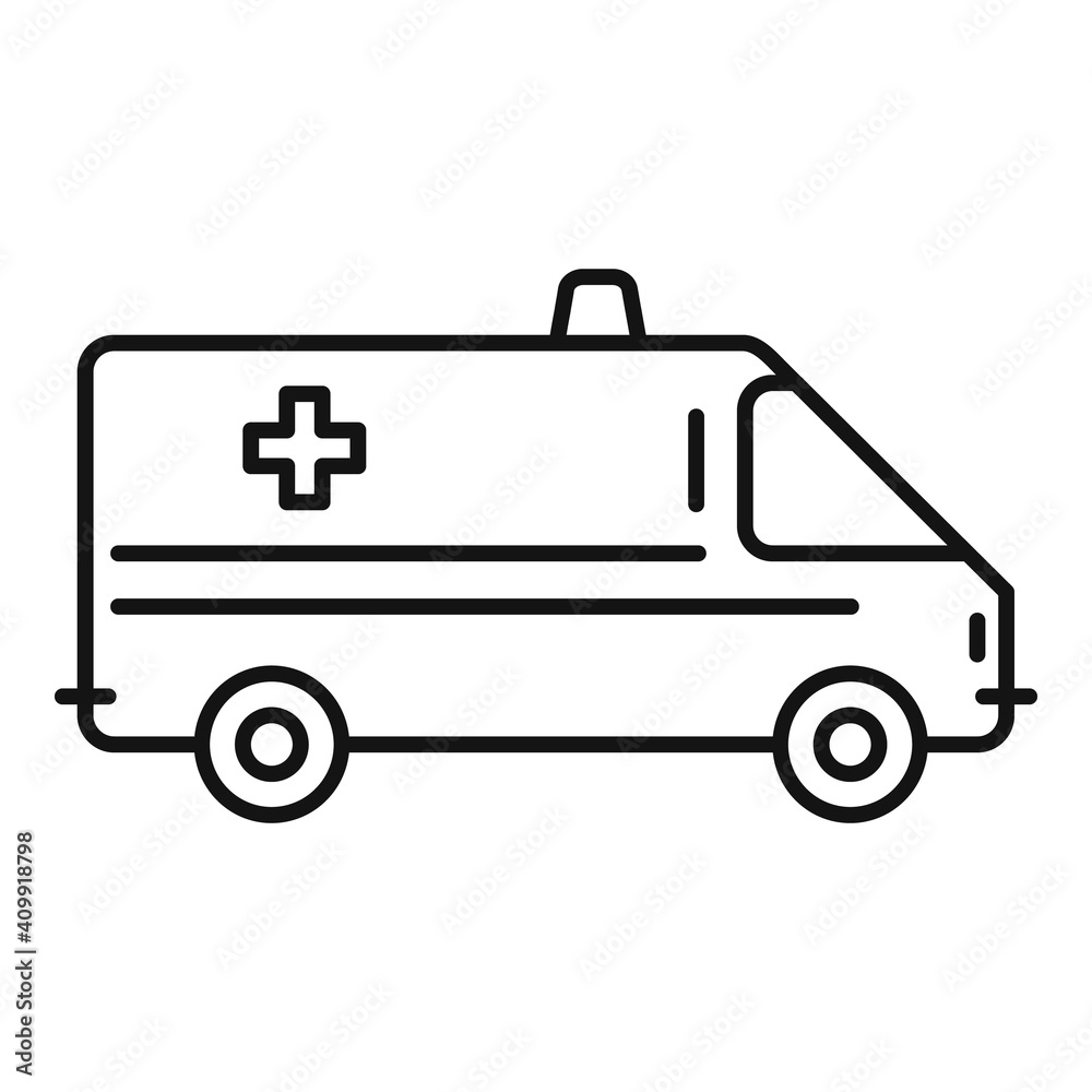 Ambulance car icon. Outline ambulance car vector icon for web design isolated on white background Ambulance car icon. Outline ambulance car vector icon for web design isolated on white background