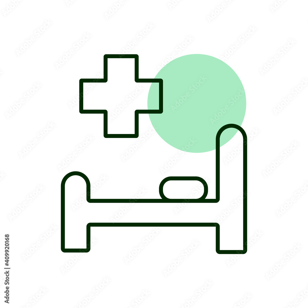 Hospital bed and cross vector icon. Medical sign Hospital bed and cross vector icon. Medical sign