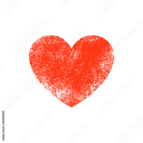 Vector grunge heart shape. Red heart vintage brush love grunge element