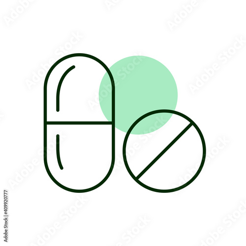 Tablets and pill vector icon. Medical sign