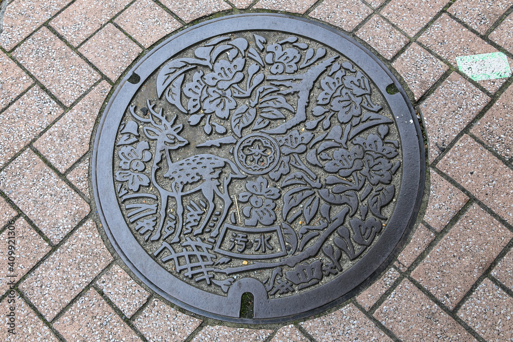 The manhole cover in Nara has a deer symbol.