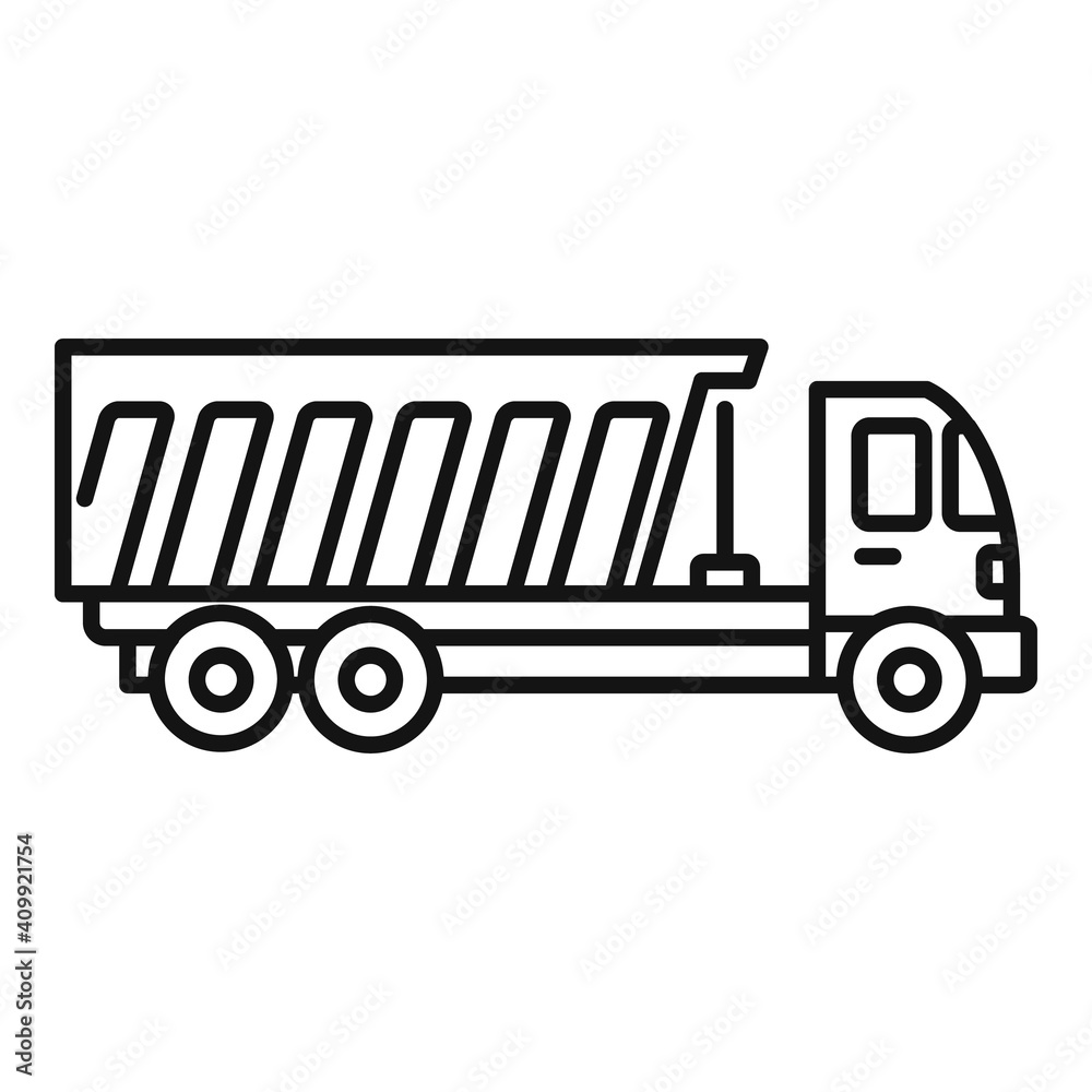 Tipper building icon. Outline tipper building vector icon for web design isolated on white background Tipper building icon. Outline tipper building vector icon for web design isolated on white background