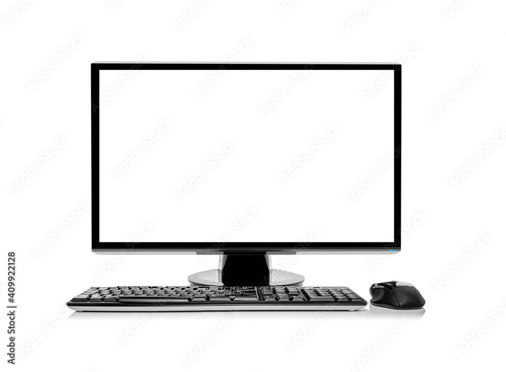 Fototapeta premium Desktop computer or computer monitor isolated on white background.