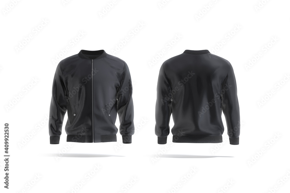 Obraz na płótnie Blank black bomber jacket mockup, front and back view