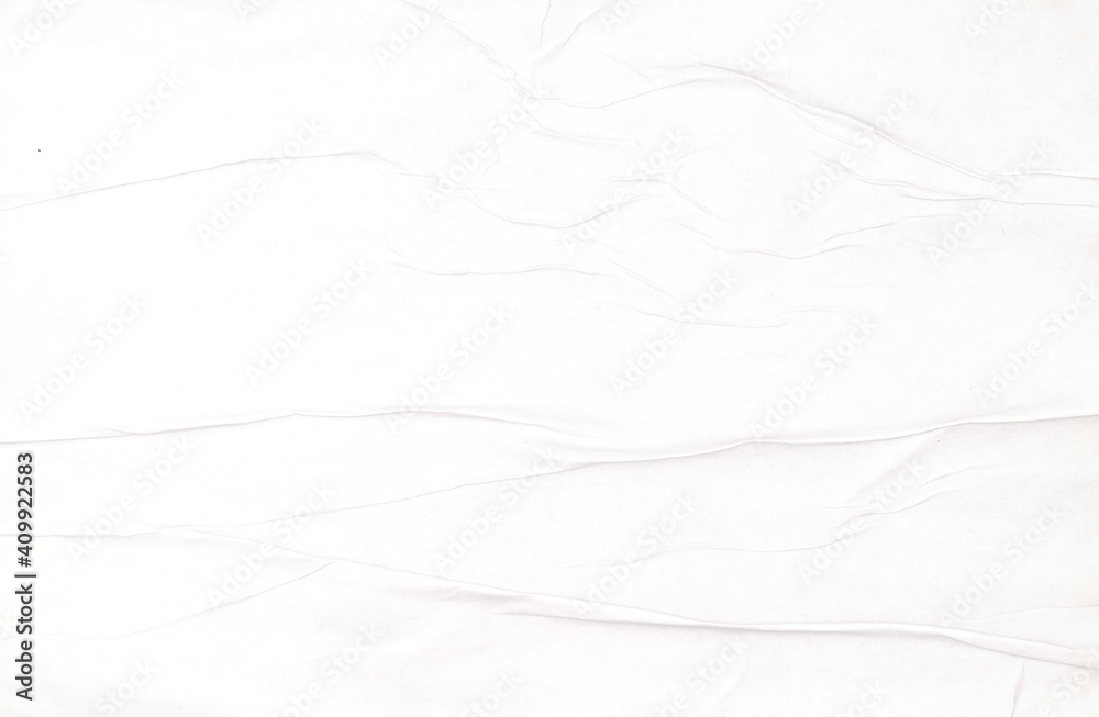 Obraz premium Snow-white paper with moisture wrinkles, crumpled sheet texture