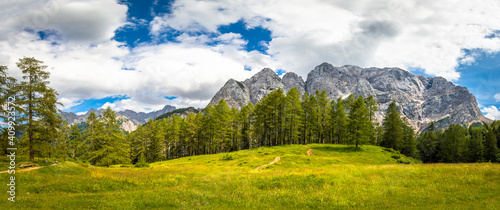 Panoramic view of the mountains near Vrsic mountain pass, Slovenia.