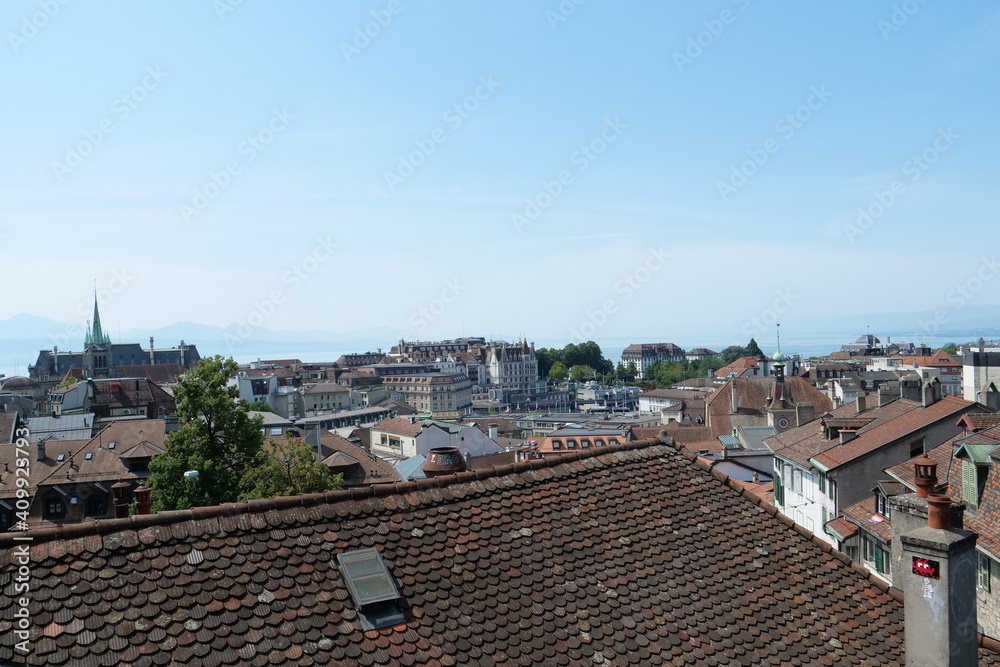 Cityscape of Lausanne, Switzerland on a sunny day