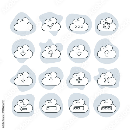 Cloud Upload Illustration Icon Set