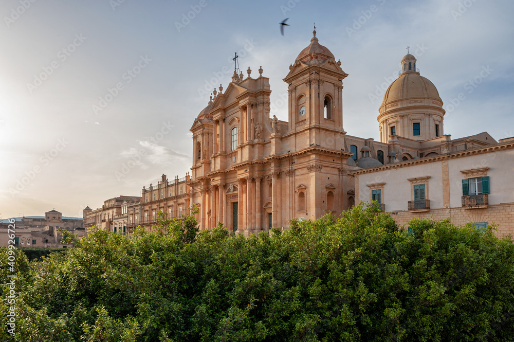 Noto, Syracuse district, Val di Noto, Sicily, Italy, Europe, view of the Cathedral of San Nicolò