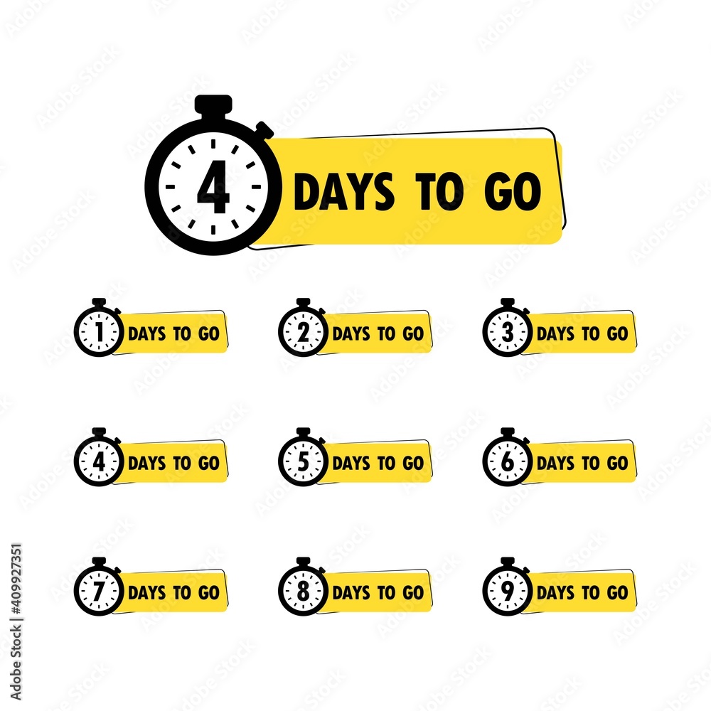 4 Days to go. Countdown timer. Clock icon. Time - Stock Illustration  [67460635] - PIXTA