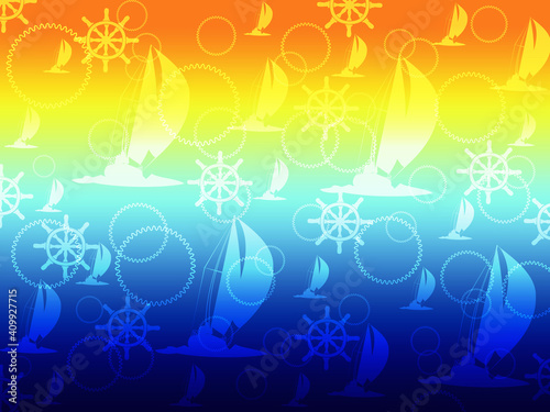 abstract colorful background with boat and ship weel shapes photo