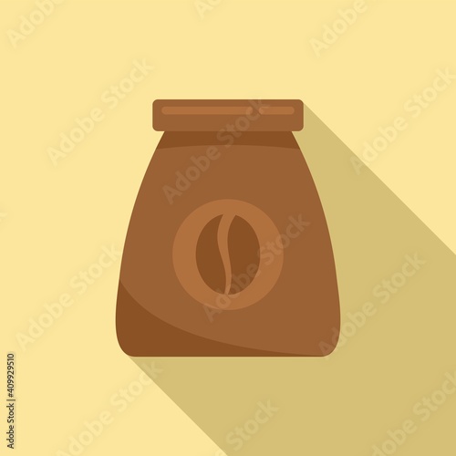 Coffee bean bag icon. Flat illustration of coffee bean bag vector icon for web design
