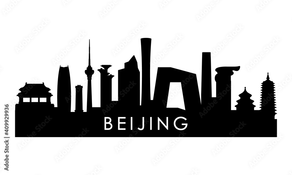 Beijing skyline silhouette. Black Beijing city design isolated on white background.