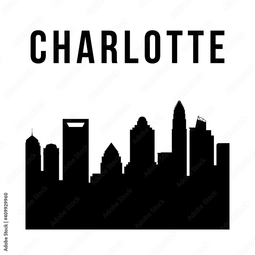 Charlotte city simple silhouette. Modern urban background. Vector skyline.