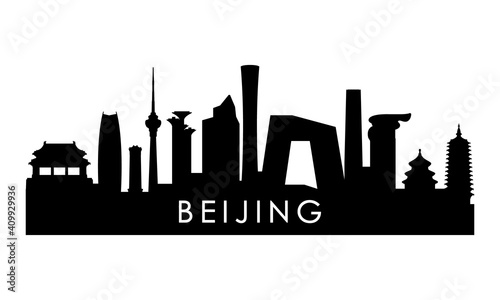 Beijing skyline silhouette. Black Beijing city design isolated on white background.