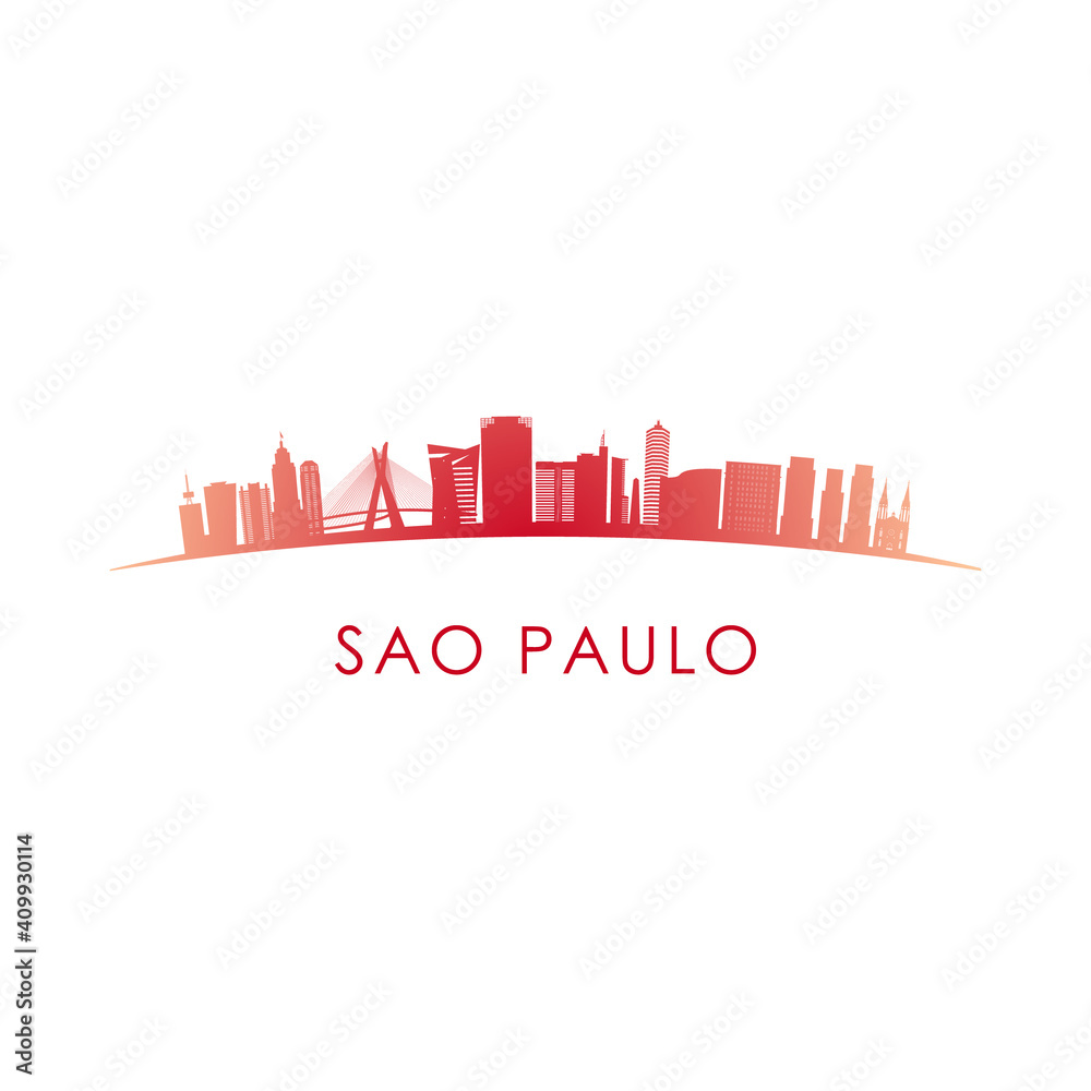 Sao Paulo skyline silhouette. Vector design colorful illustration.
