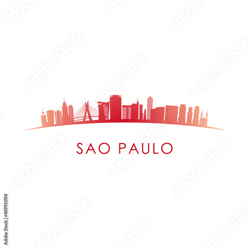 Sao Paulo skyline silhouette. Vector design colorful illustration.