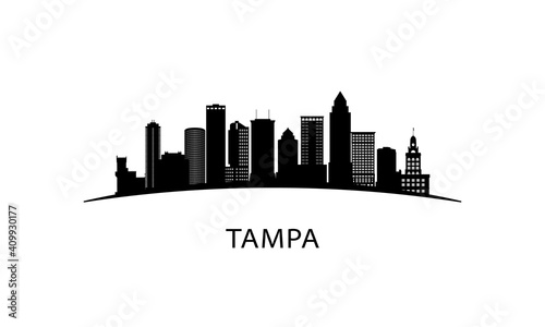 Tampa city skyline. Black cityscape isolated on white background. Vector banner.