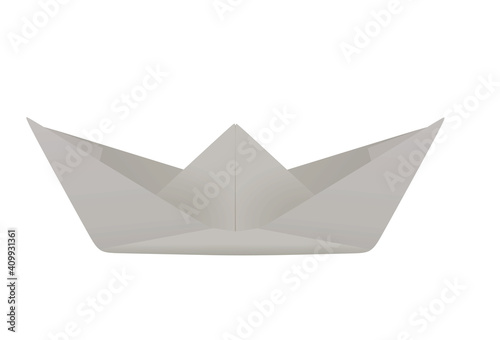 Grey paper boat. vector illustration
