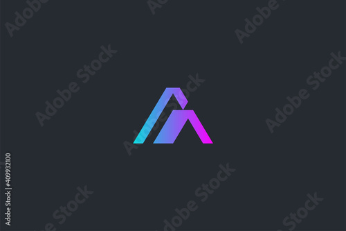 Futuristic Geometric Letter A Dark Background Logo Monogram Template