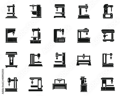 Milling Machine tool icons set. Simple set of Milling Machine tool vector icons for web design on white background