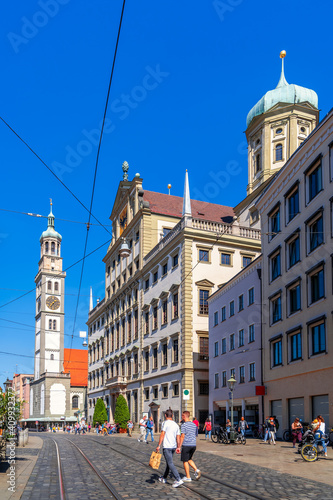 Perlachturm und Rathaus, Augsburg, Bayern, Deutschland 