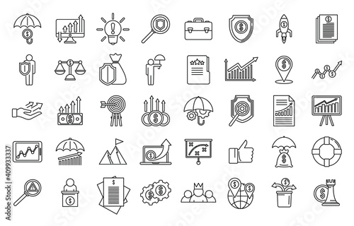 Crisis manager money icons set. Outline set of crisis manager money vector icons for web design isolated on white background