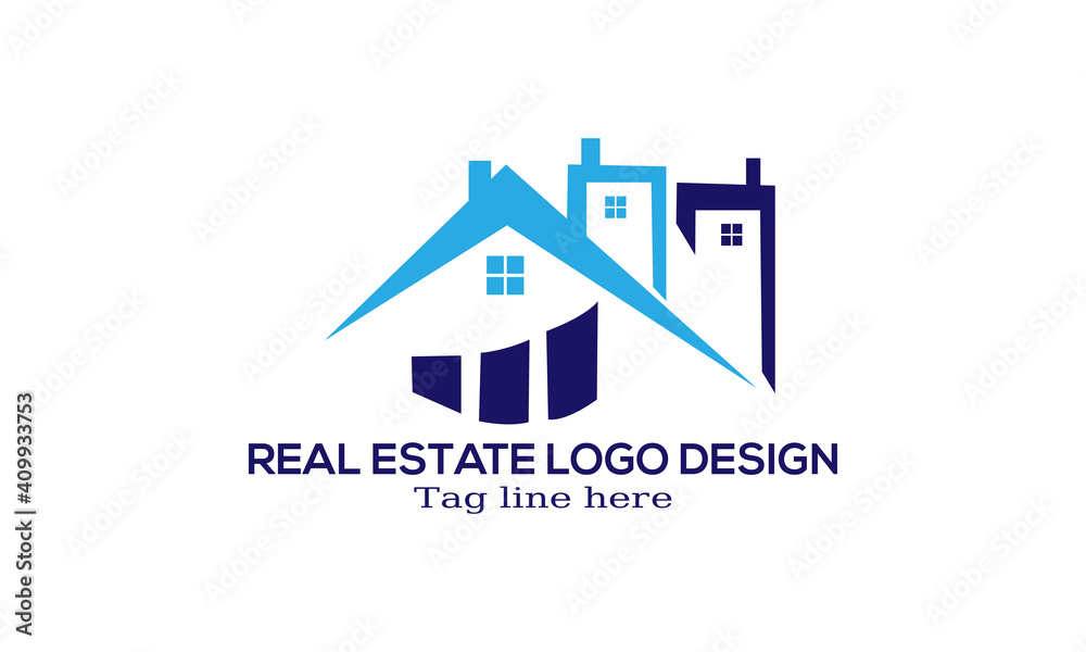 Naklejka premium Real Estate Logo Design. Creative abstract real estate icon. 