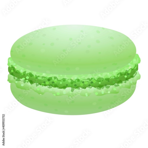 Green macaroon icon. Cartoon of green macaroon vector icon for web design isolated on white background