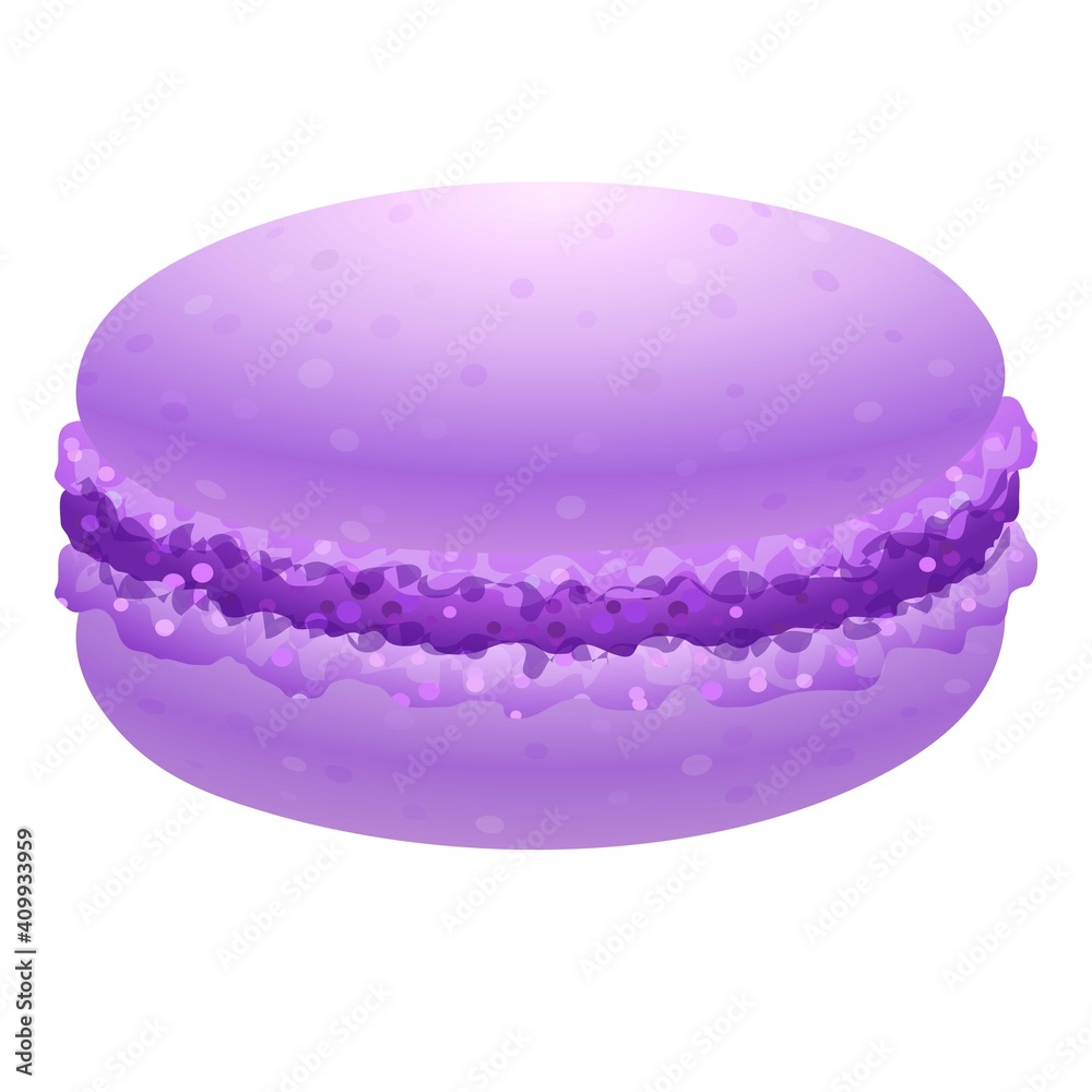 Violet macaroon icon. Cartoon of violet macaroon vector icon for web design isolated on white background Violet macaroon icon. Cartoon of violet macaroon vector icon for web design isolated on white background