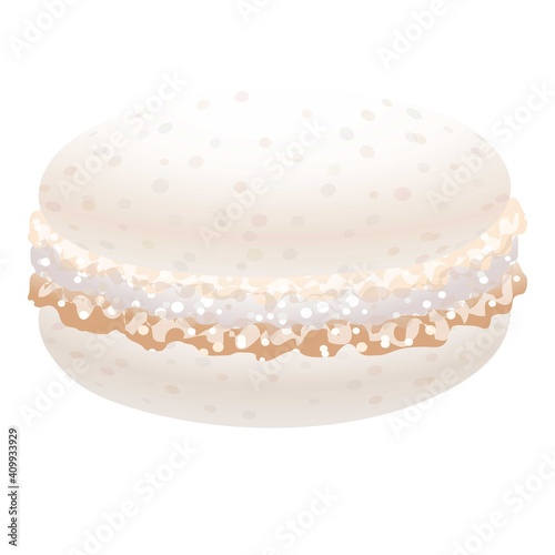 Milk cacao macaroon icon. Cartoon of milk cacao macaroon vector icon for web design isolated on white background
