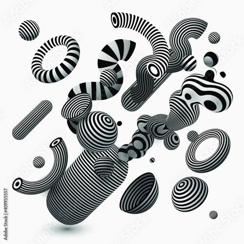Wallpaper Mural Abstract vector geometric line art background. Stylish trendy design elements. Op- art design with black and white stripes on white background. Torontodigital.ca