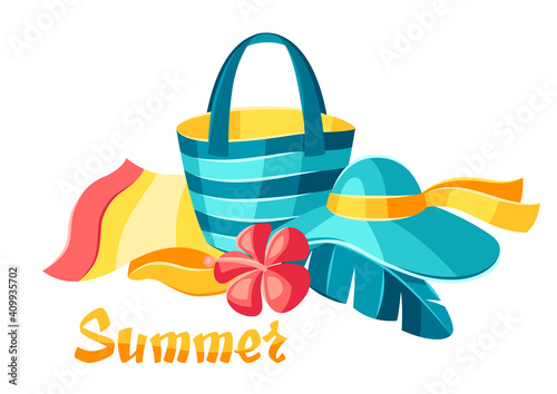 Background with beachwear and swimwear.